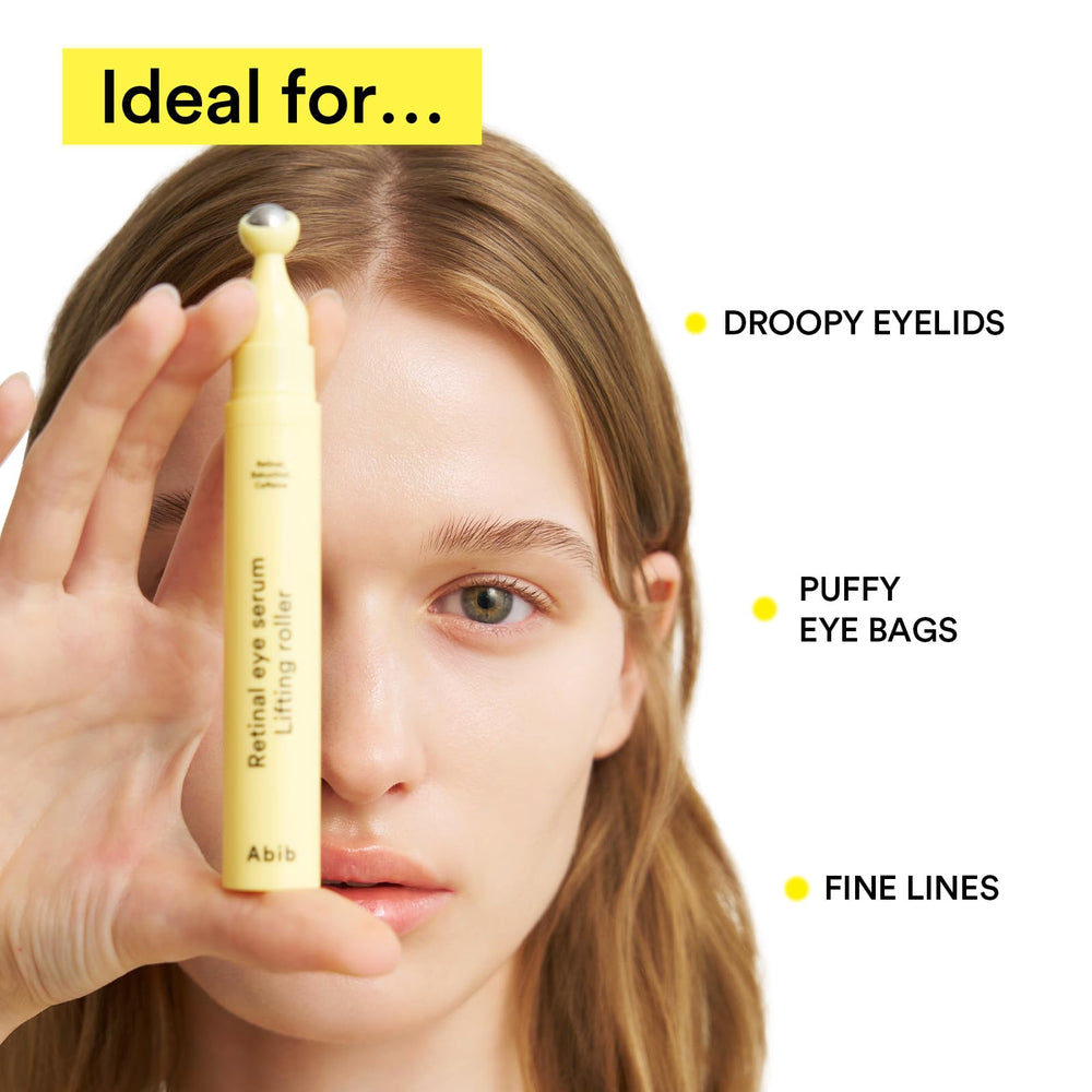 Abib retinal eye serum cooling roller close-up showing soothing touch.