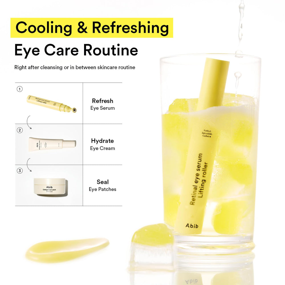 Abib retinal eye serum under-eye routine shot suggests potential for brightness.