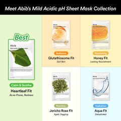 Abib sheet mask texture close-up shows thin, breathable material.