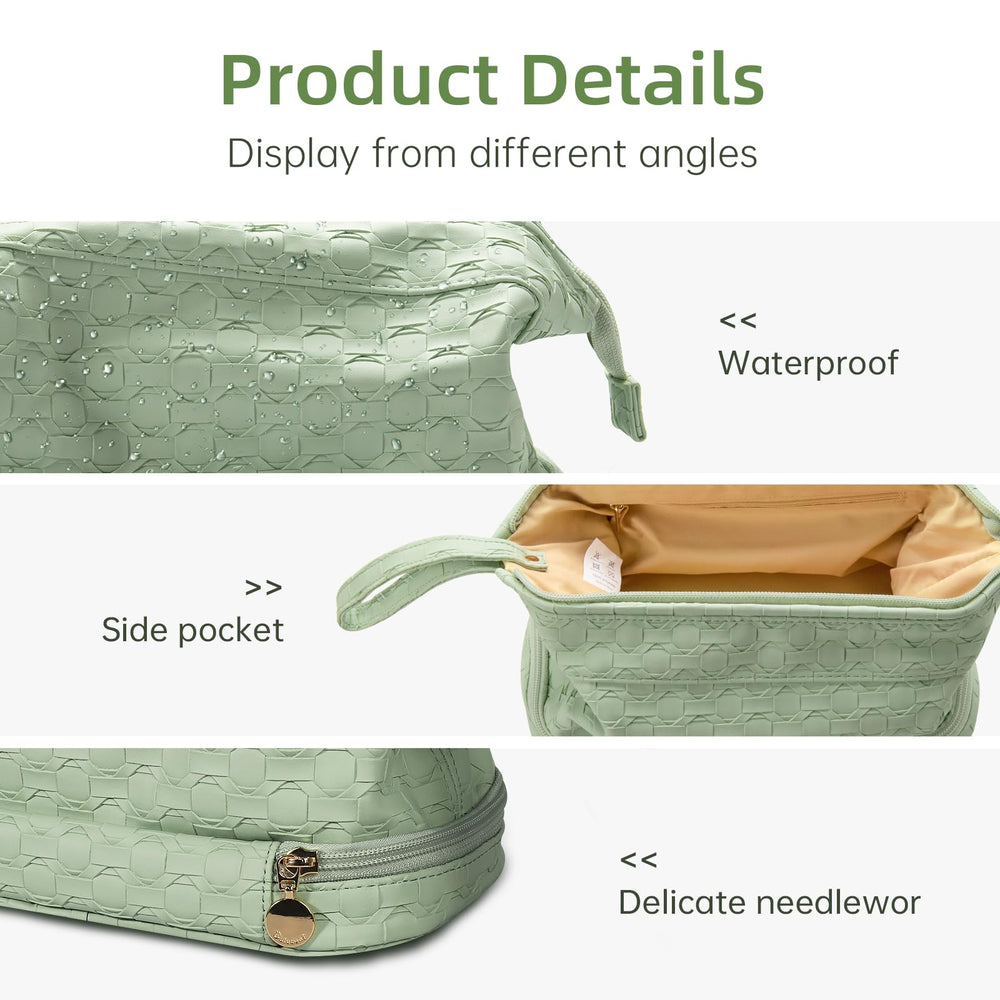 Abiudeng double-layer design with inner pockets for rings and lipsticks