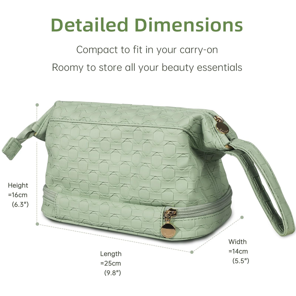 Abiudeng large-capacity makeup bag keeps brushes clean with bottom anti-fouling layer