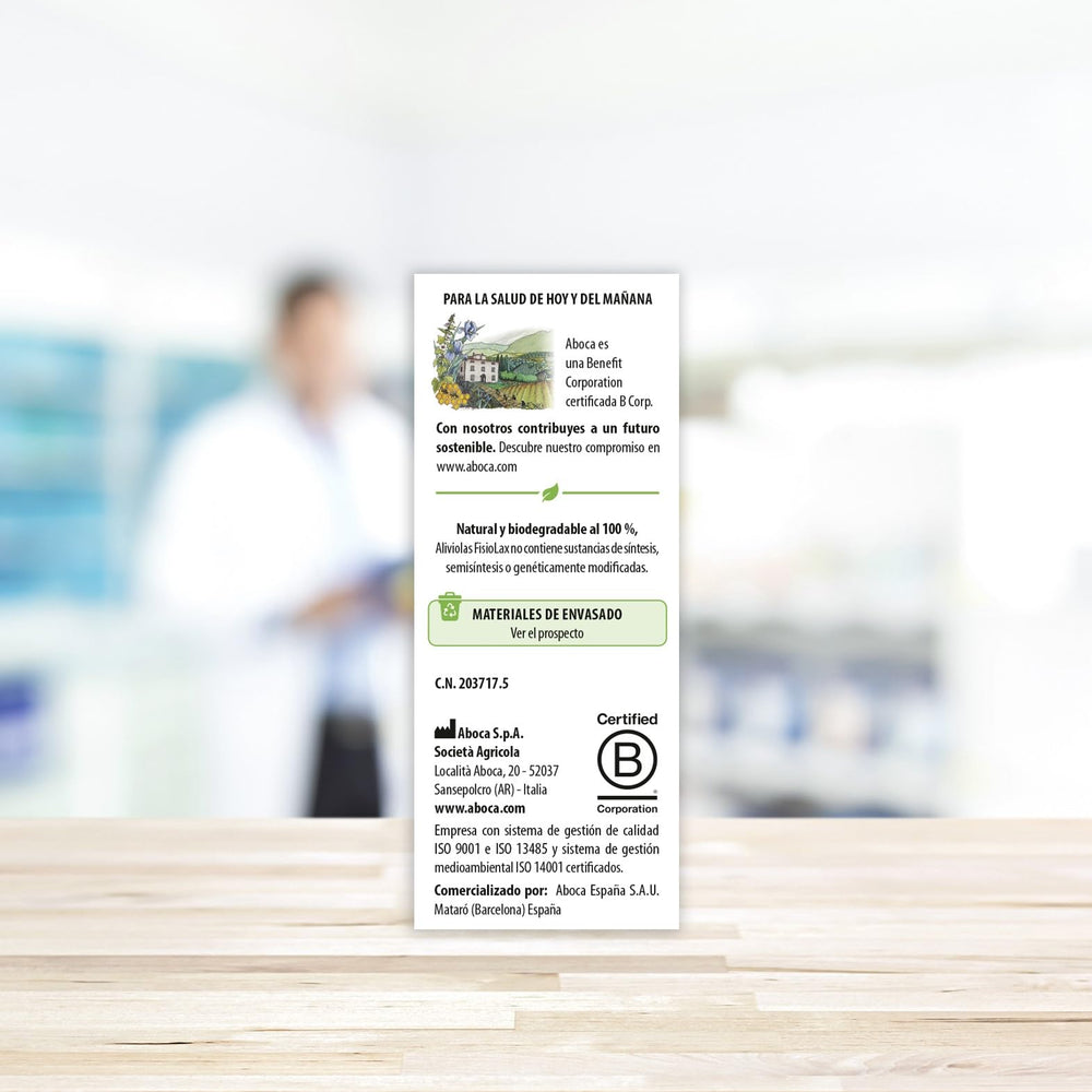 Aboca FISIOLAX ALIVIOLAS bottle label—clear branding for quick recognition