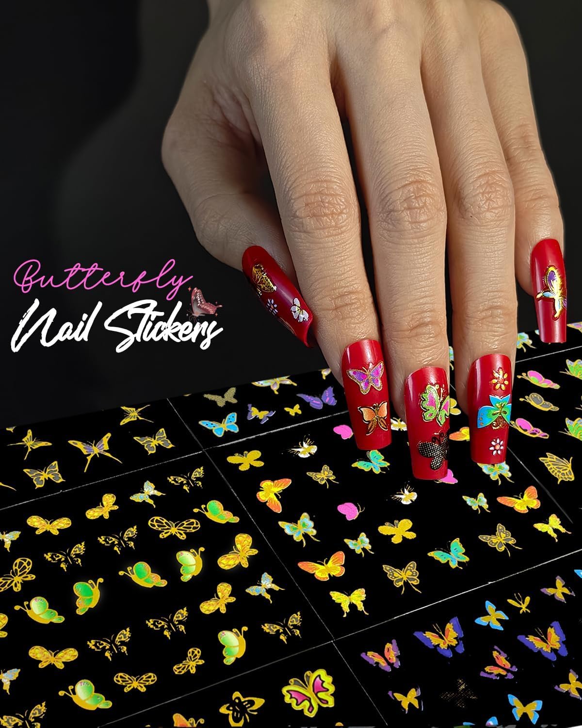 ABOLINE gold pattern nail stickers for luxe shimmering nails.