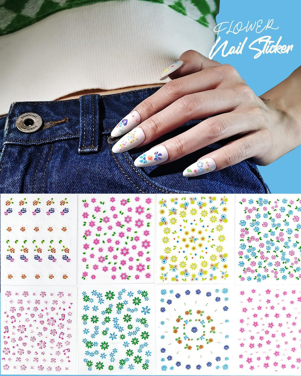 ABOLINE self adhesive decals for quick, bubble-free nail art.