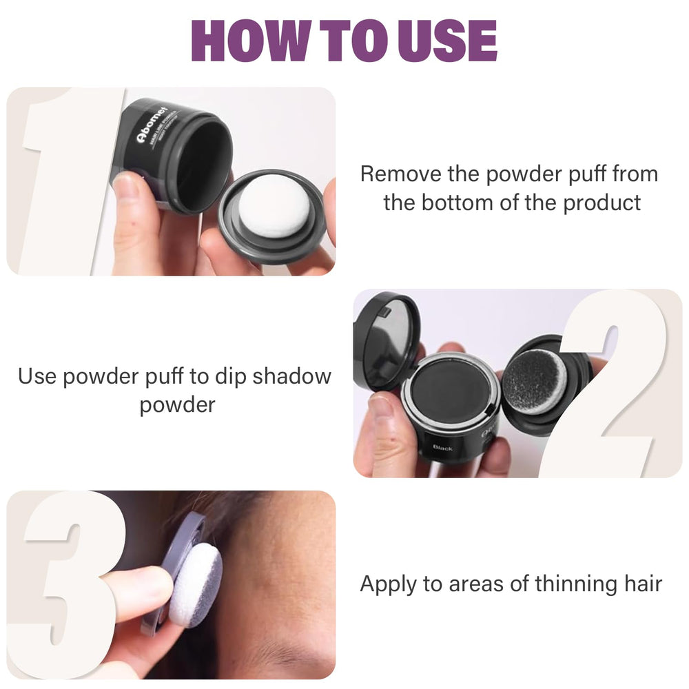 Abomet Hairline Powder easy-clean beeswax formula shown being washed away.