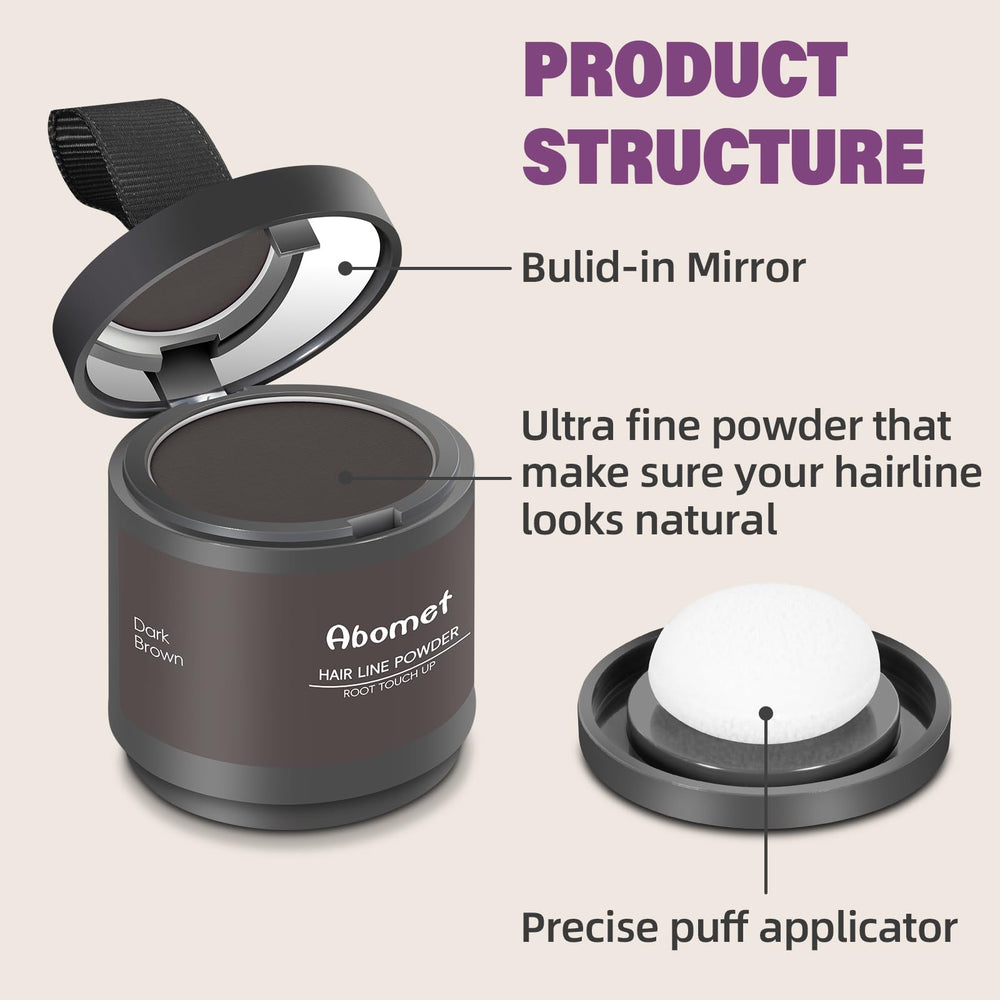 Abomet Hairline Powder covers gray roots with seamless blend