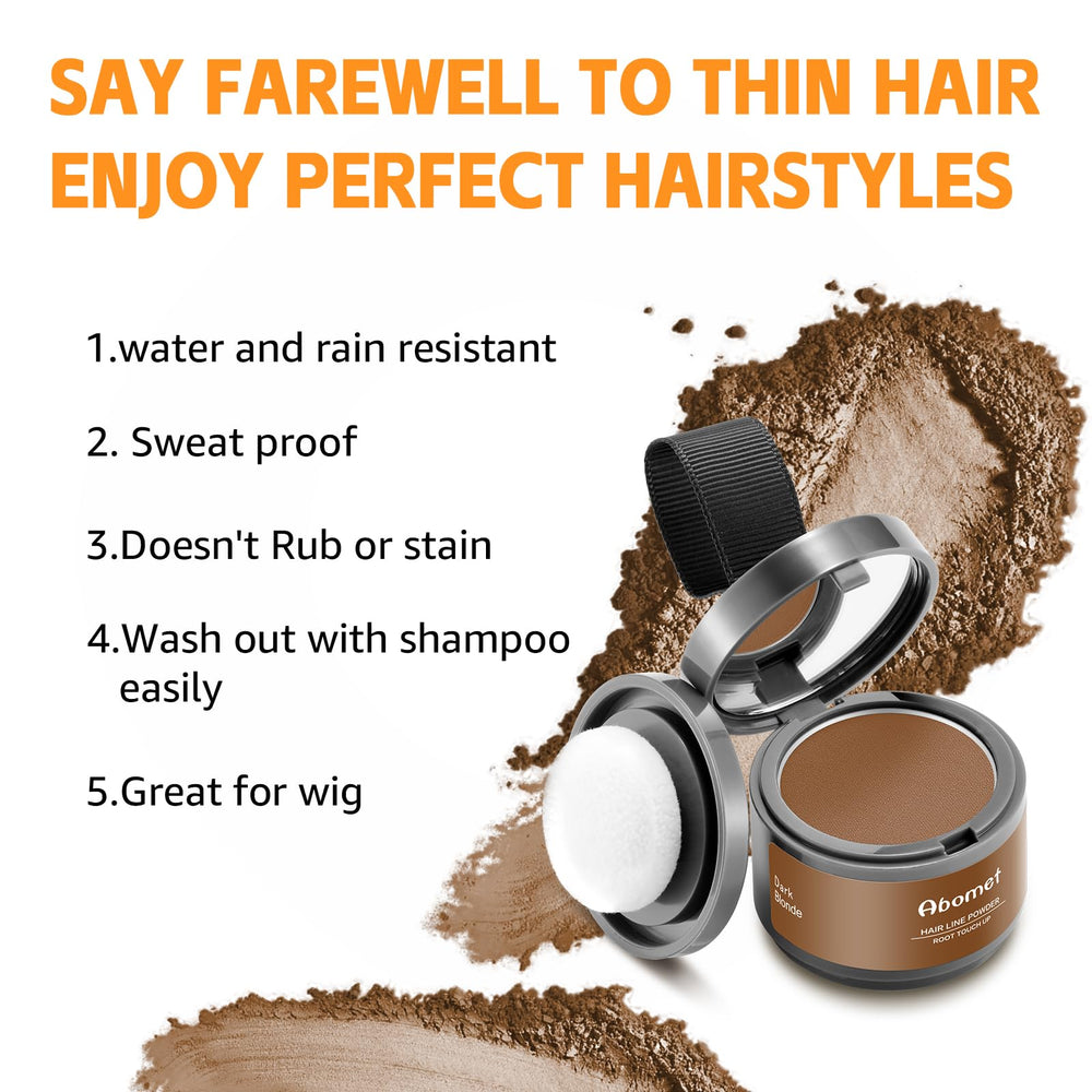 Abomet hairline powder helps precise application and natural-looking coverage.