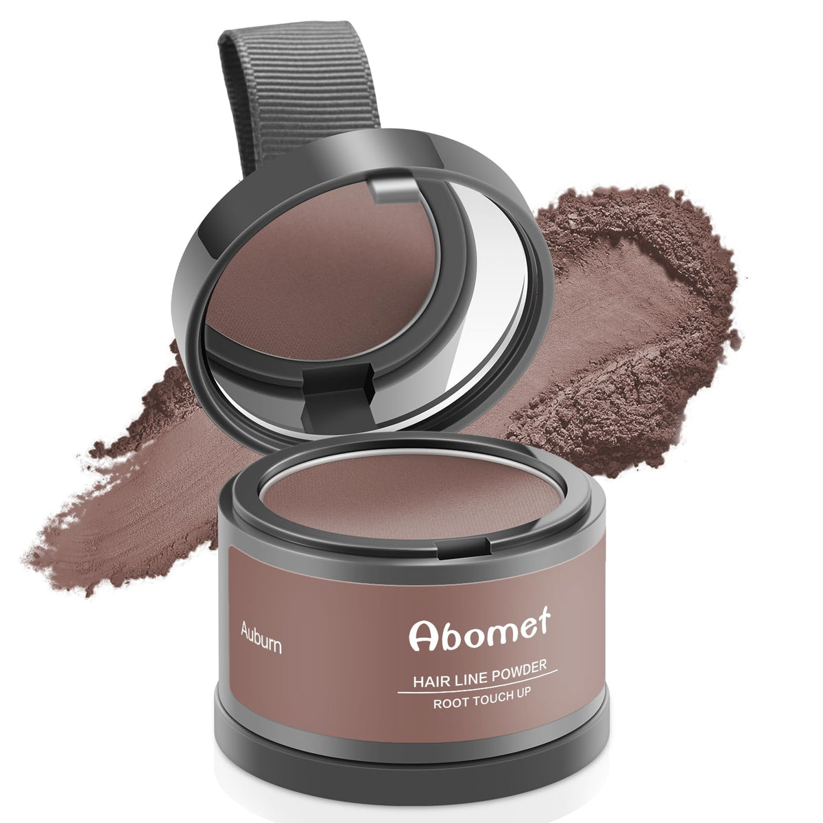Abomet Root Touch Up Powder packaging designed for on-the-go root coverage.