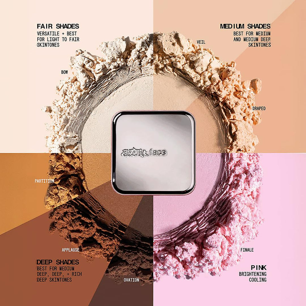 About-Face Curtain Call Set included puff for travel-friendly touch-ups.