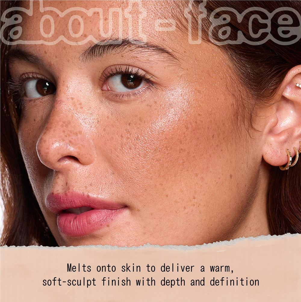 About-Face Beach Freak bronzer stick application for on-the-go touch-ups with mess-free glide.