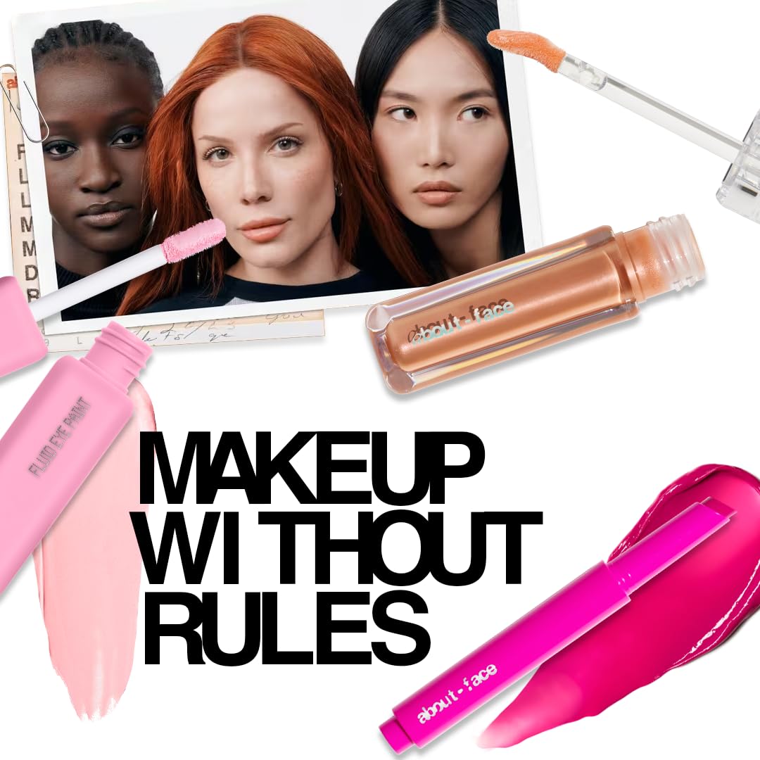 Vegan, cruelty-free About-Face Lip Plump emphasizes clean beauty benefits.
