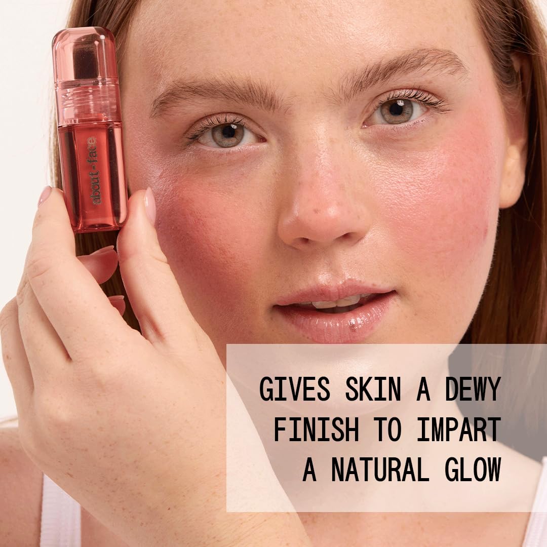 about-face Blush Rush Liquid Blush swatch on skin reveals rich Rosy Mauve color