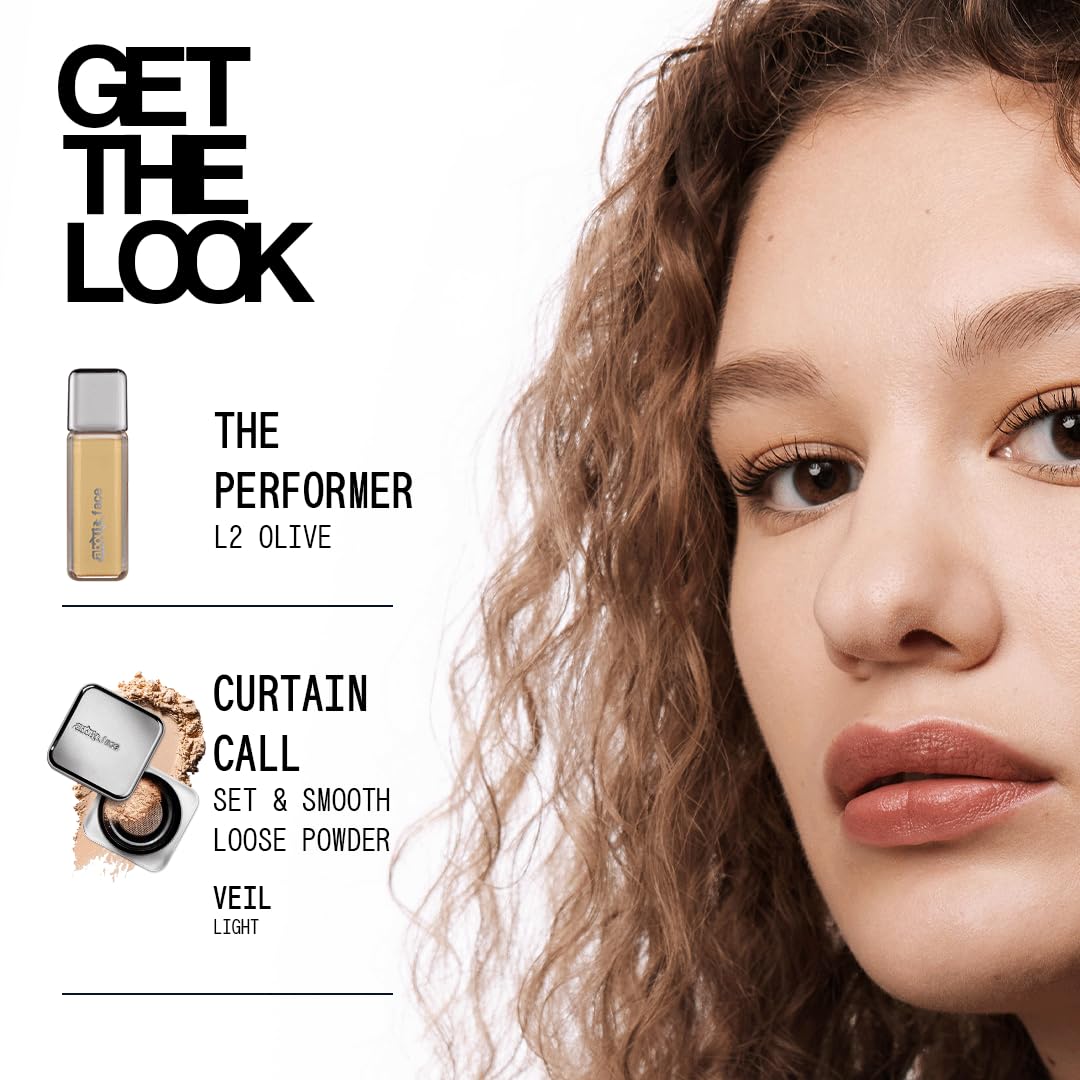 About-face The Performer vegan-cruelty-free label indicating clean beauty credentials.