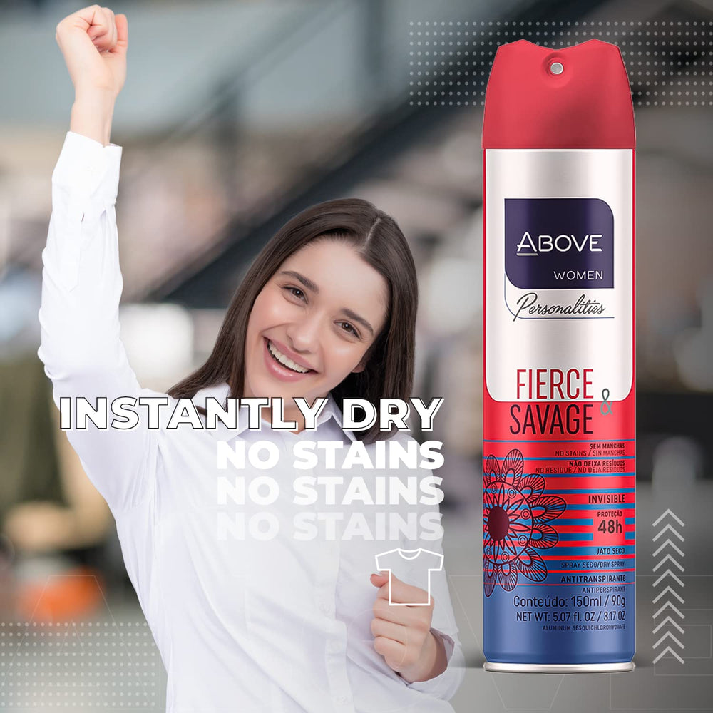 ABOVE instant-drying underarm spray during application.