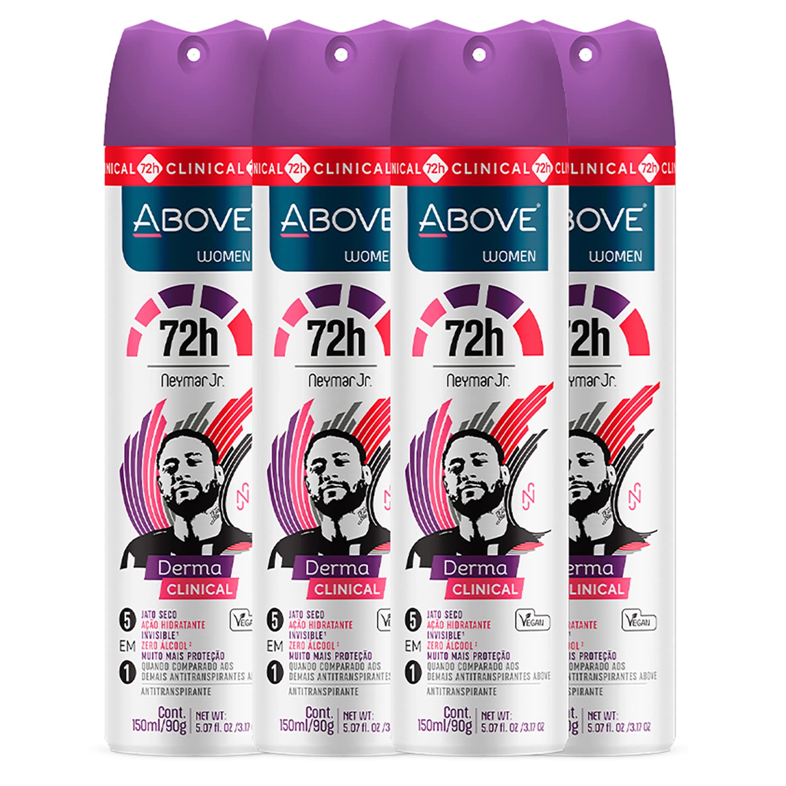 Above Neymar Jr 72h Derma Clinical deodorant bottle front showing all‑day dryness.