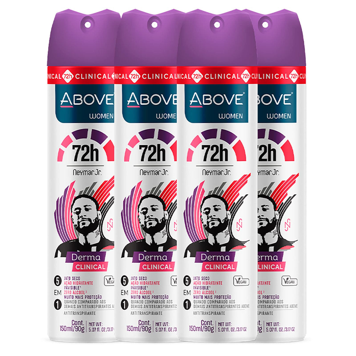 Above Neymar Jr 72h Derma Clinical deodorant bottle front showing all‑day dryness.