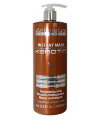 Abril Et Nature Instant Mask Keratin bottle closeup showing nourishing formula for damaged hair