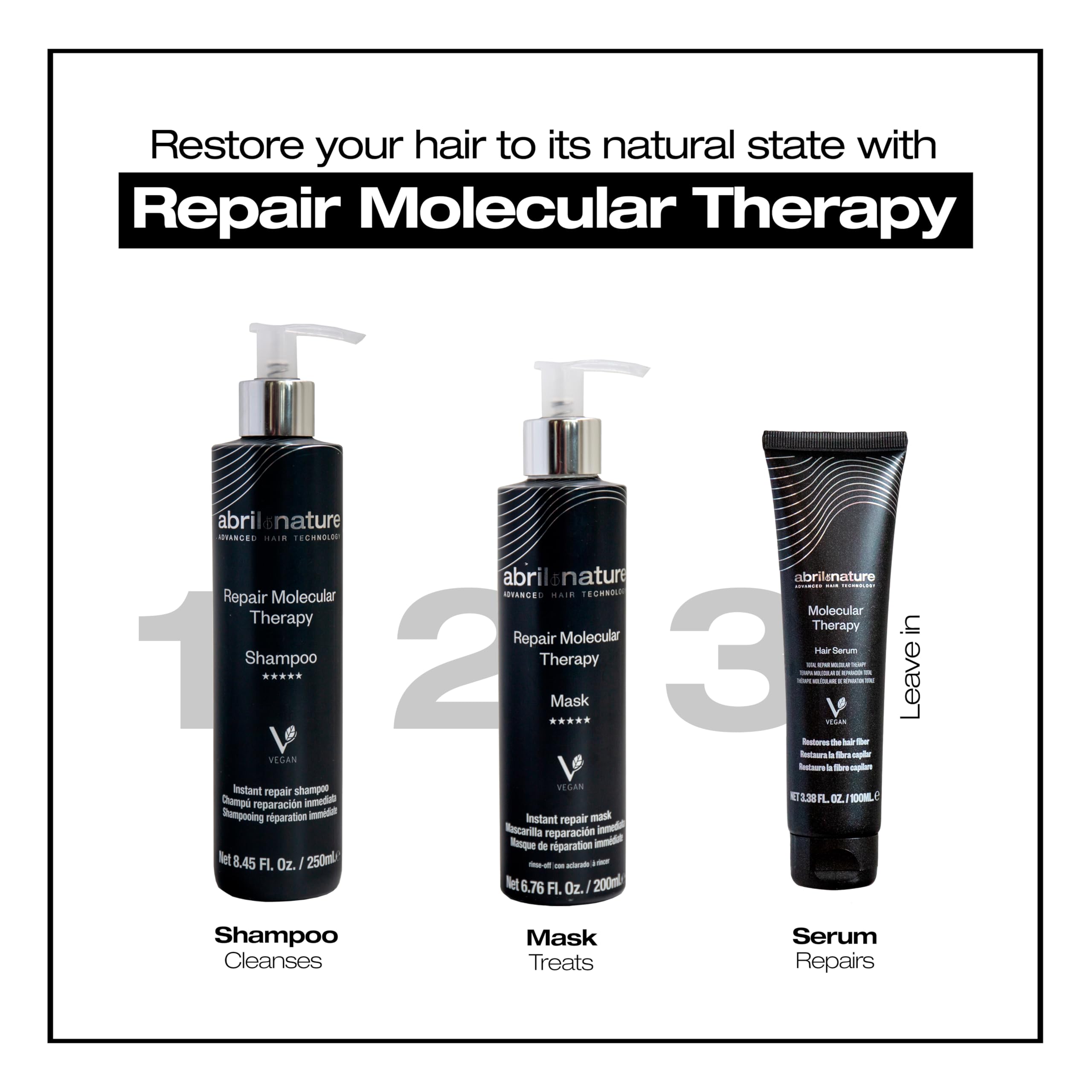 abril et nature Molecular Therapy hair fiber renewal closeup shows strengthened keratin fibers