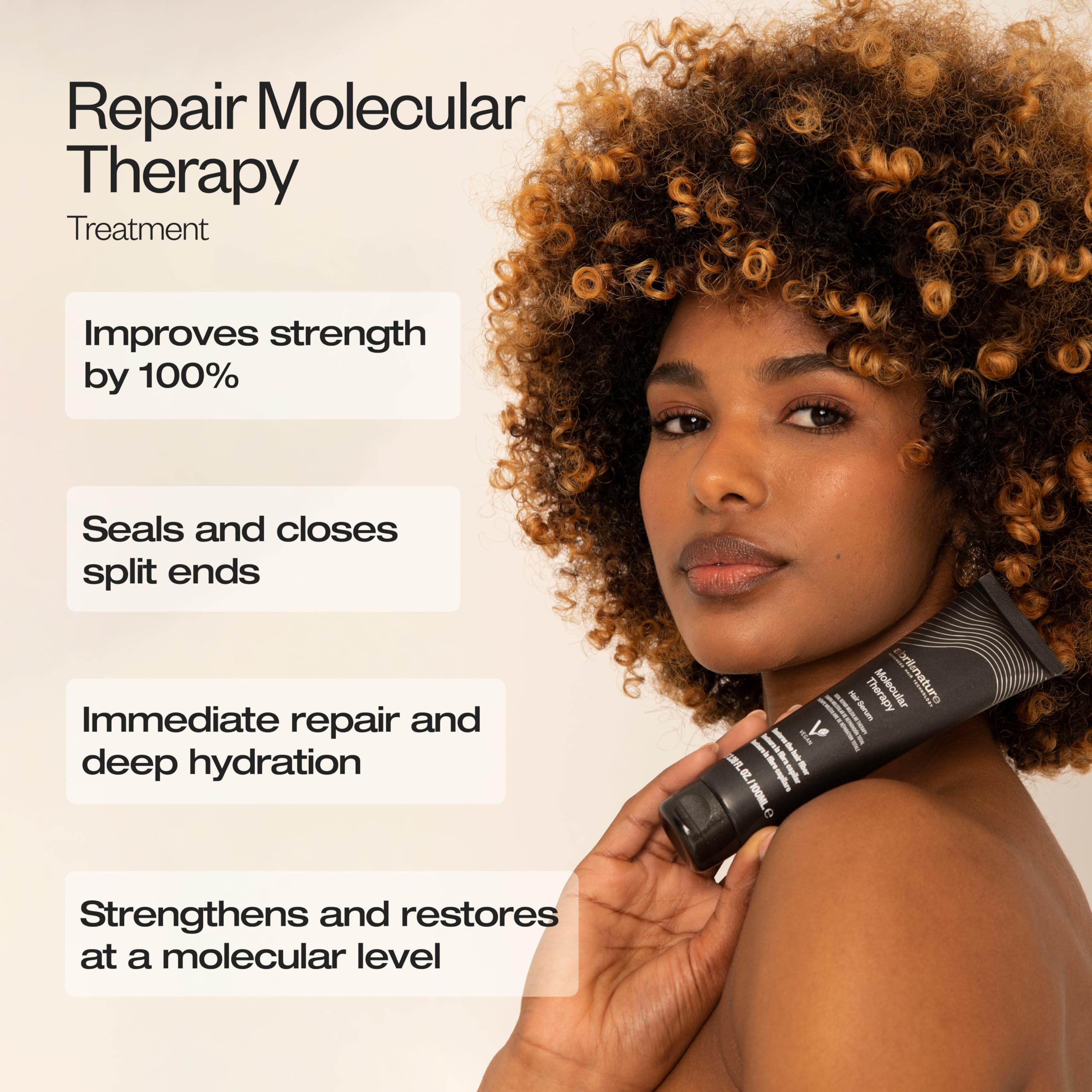 abril et nature Molecular Therapy hair mask jar demonstrates deep conditioning for softer strands