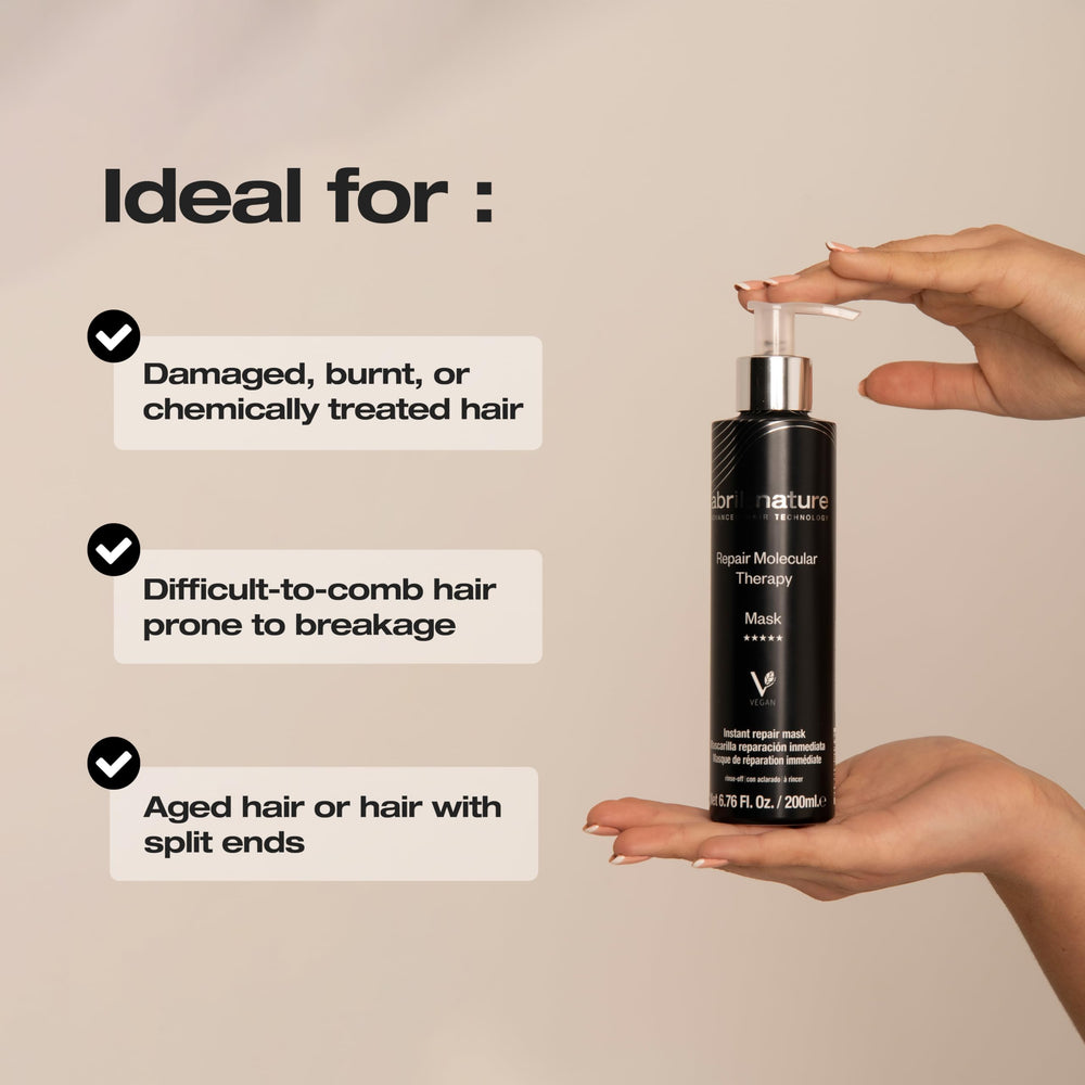 abril et nature Molecular Therapy ingredients hyaluronic-acid emphasize hydration for flexible fibers.
