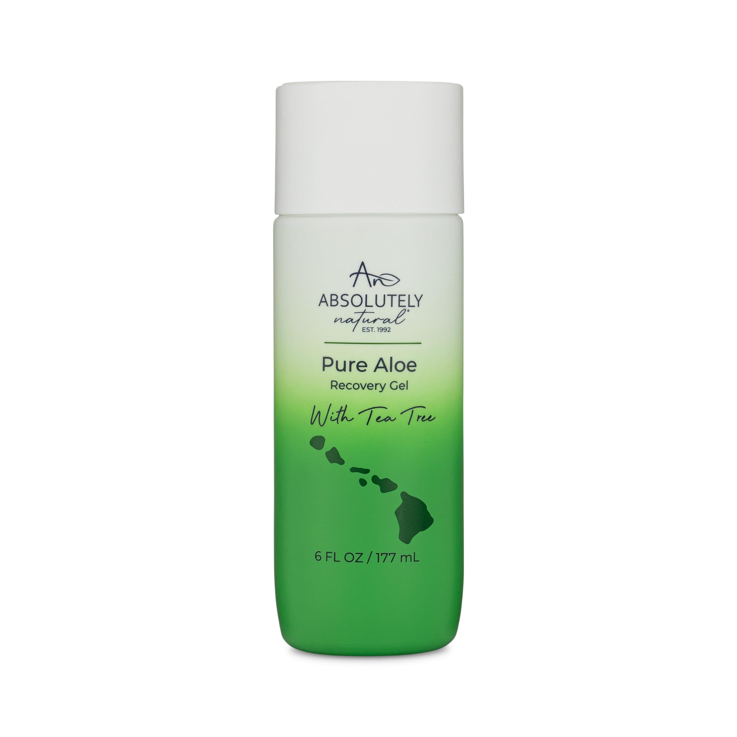 Absolutely Natural Aloe Vera Gel bottle pour showing cooling relief after sun exposure.