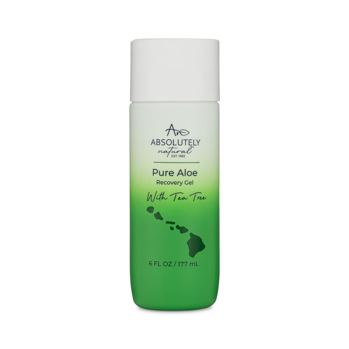 Absolutely Natural Aloe Vera Gel bottle pour showing cooling relief after sun exposure.