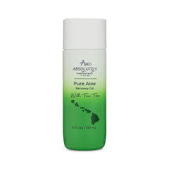 Absolutely Natural Aloe Vera Gel bottle pour showing cooling relief after sun exposure.