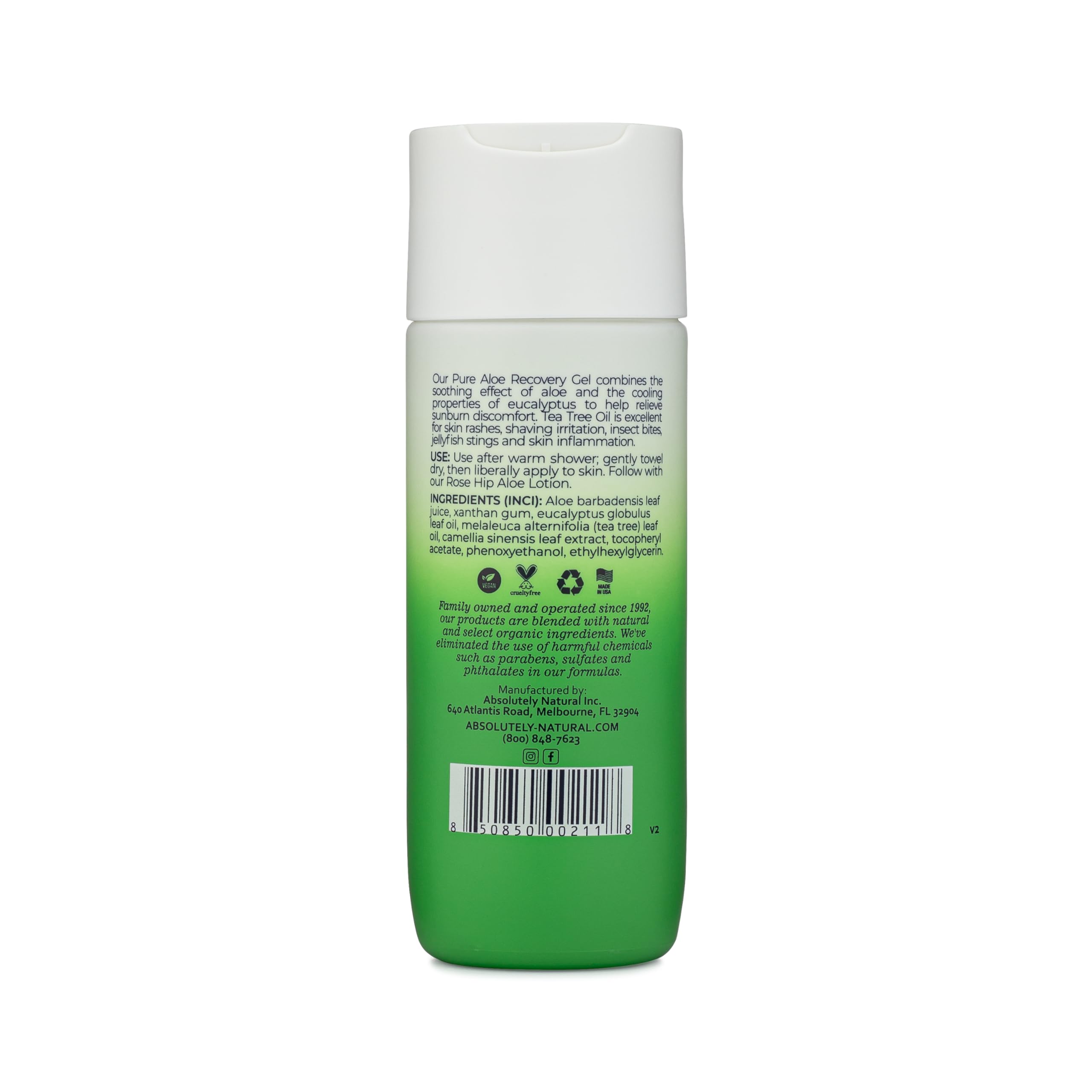 Absolutely Natural Aloe Vera Gel on skin showing soothing effects.