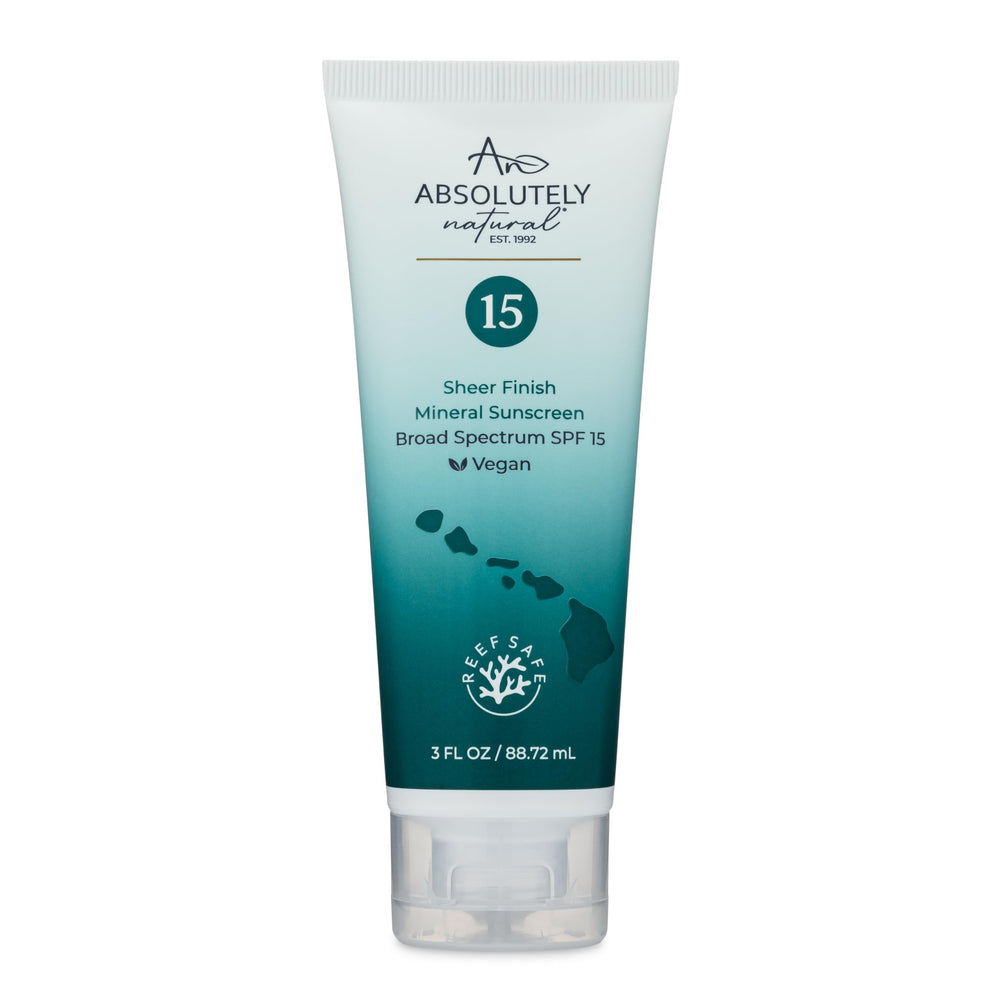Absolutely Natural SPF 15 sunscreen bottle front view for daily sun protection.