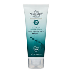 Absolutely Natural SPF 15 sunscreen bottle front view for daily sun protection.