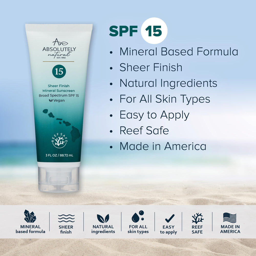 Absolutely Natural SPF 15 sunscreen Vitamin E ingredient close-up.