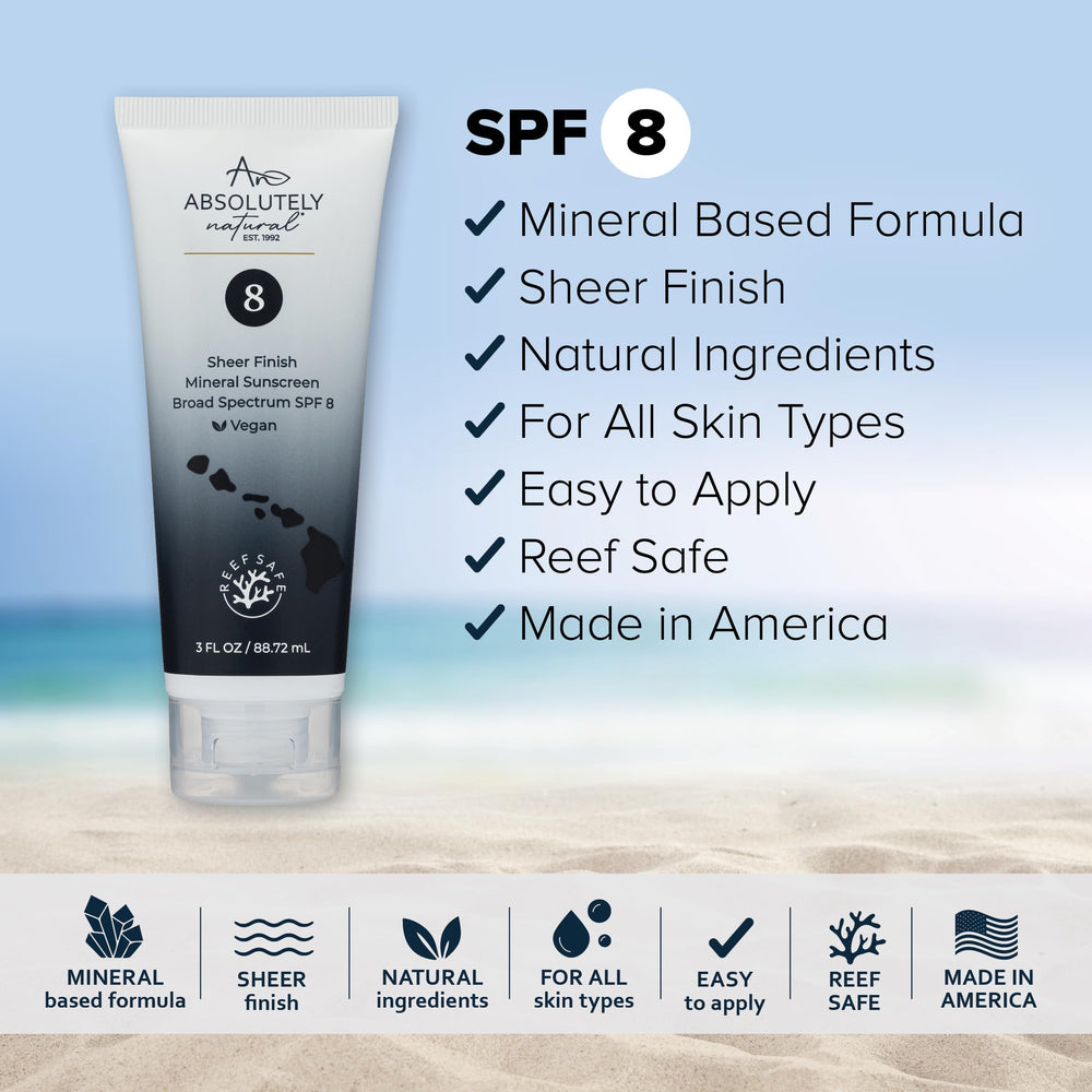 Absolutely Natural SPF 8 application on forearm showing sheer coverage.