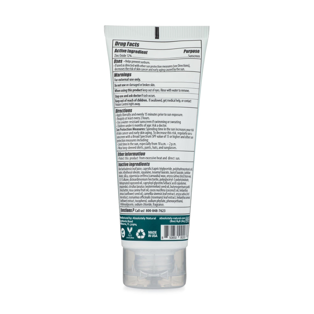 Absolutely Natural sunscreen applied on forearm for body use.