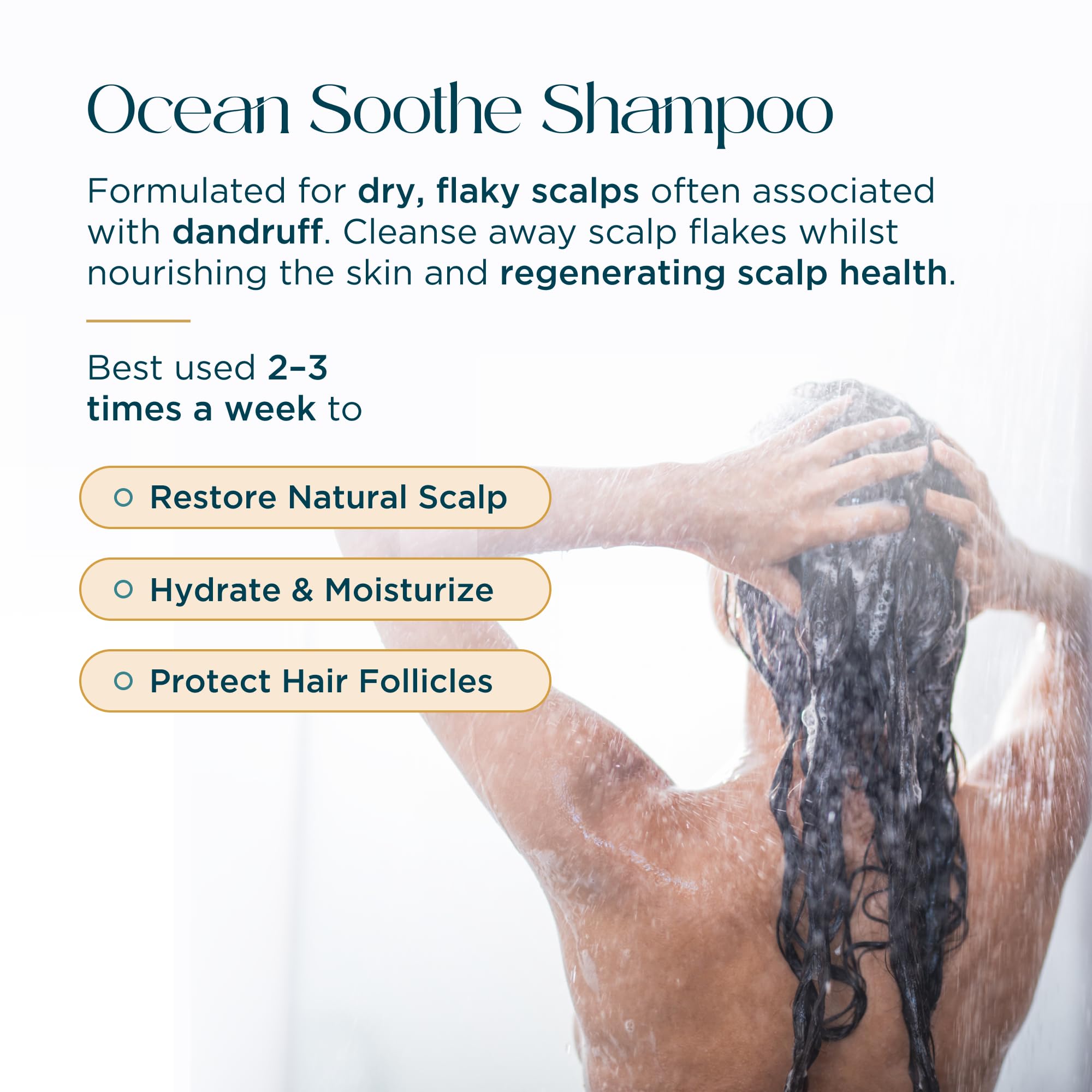 Abundant Natural Health Ocean Soothe Shampoo label showcasing 99% magnesium salt benefits.