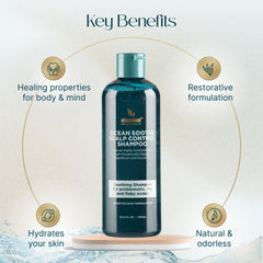 Abundant Natural Health Ocean Soothe Shampoo pump-application closeup for soothing cleanse.