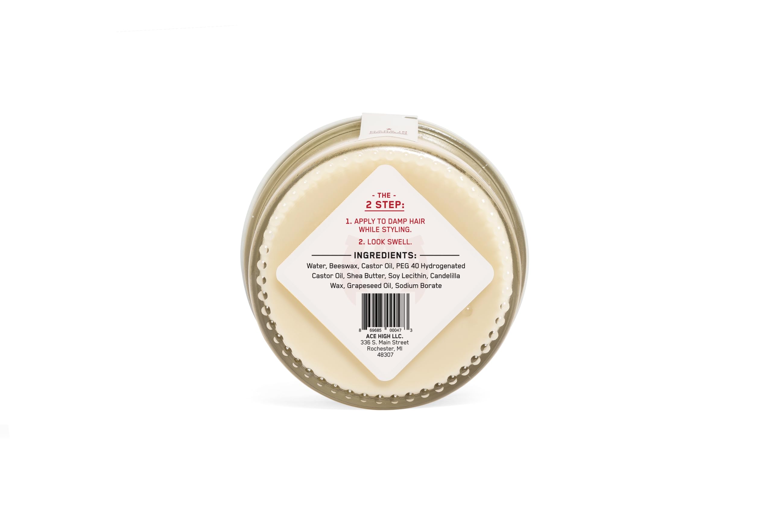 Ace High Unscented Pomade bottle illustrating clean washout after use.