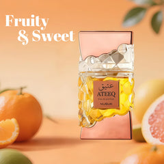 A CENTER Ateeq spray action captures a fine mist for lasting fragrance.