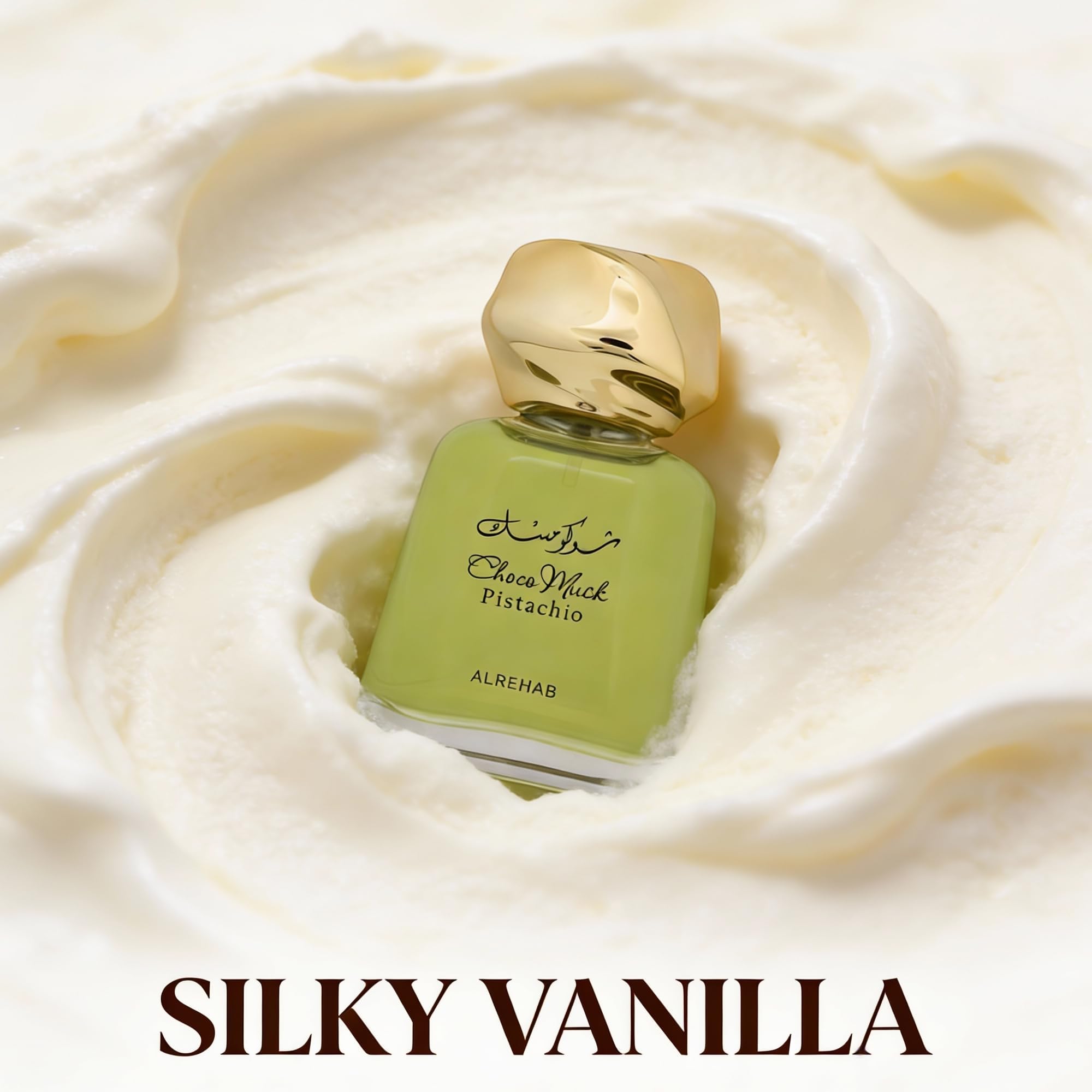 A CENTER Choco Musk Pistachio dry down with vanilla and amber for warmth.