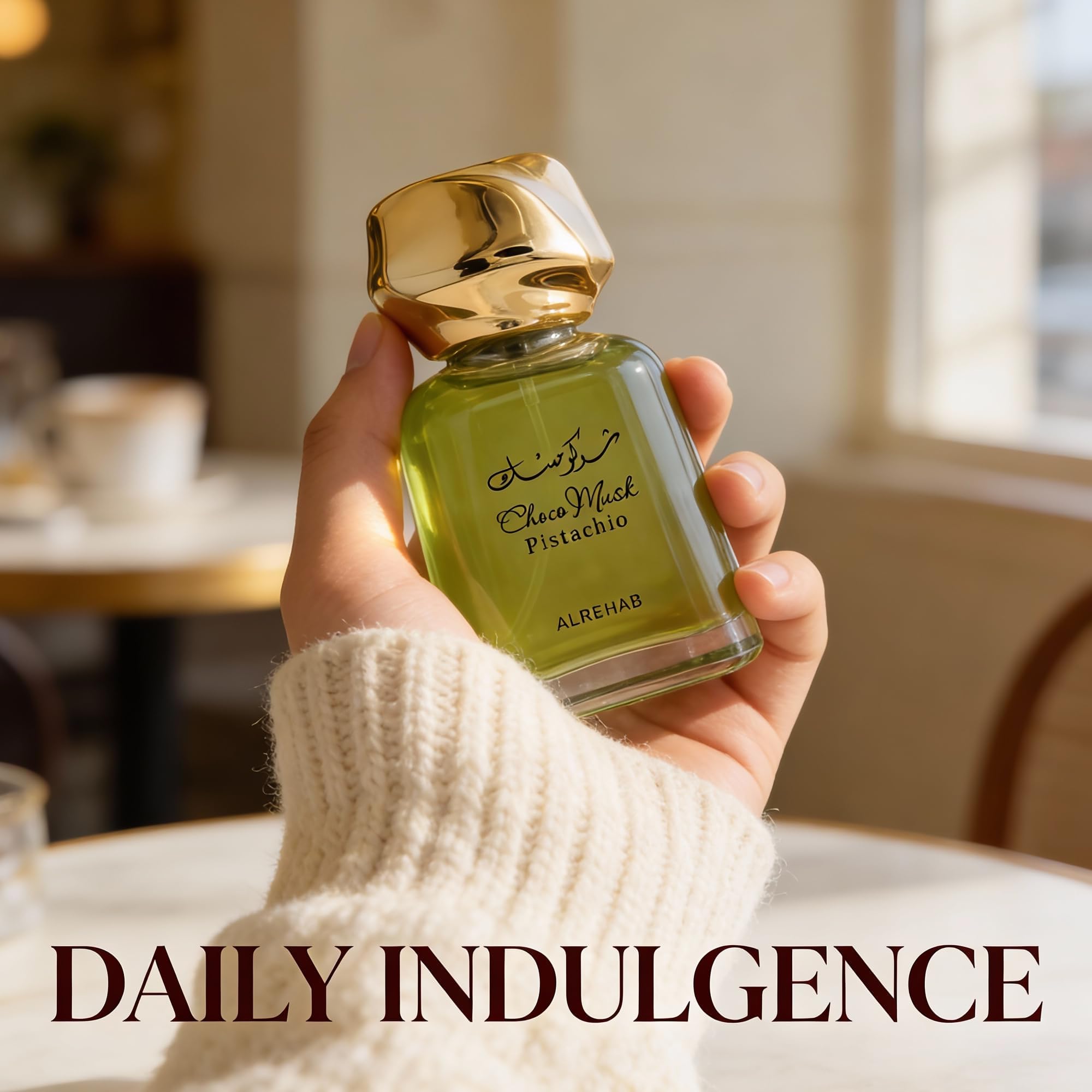 Versatile A CENTER Choco Musk Pistachio for day and night wear.