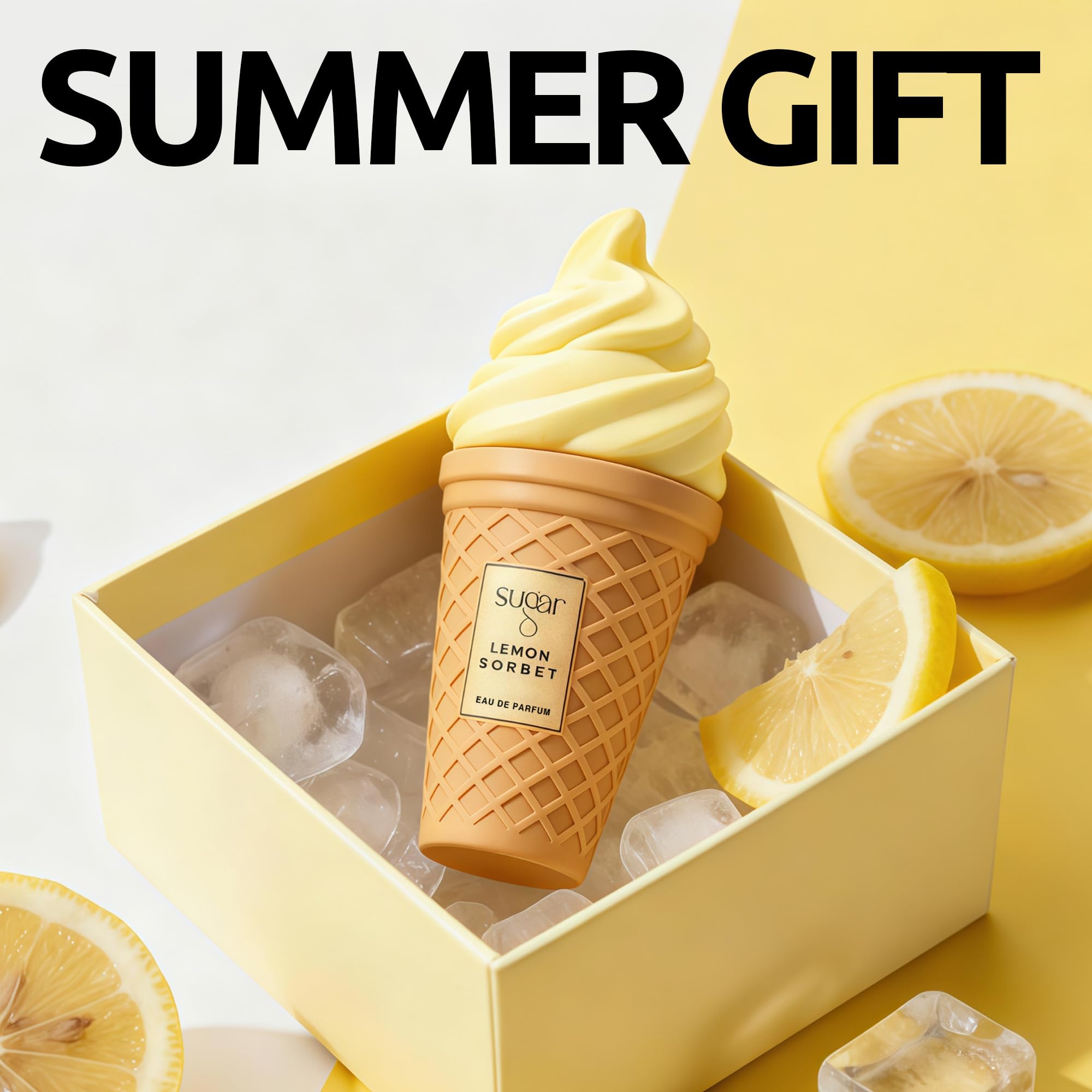 Lemon Sorbet bottle resting on a dresser for elegant ambiance.