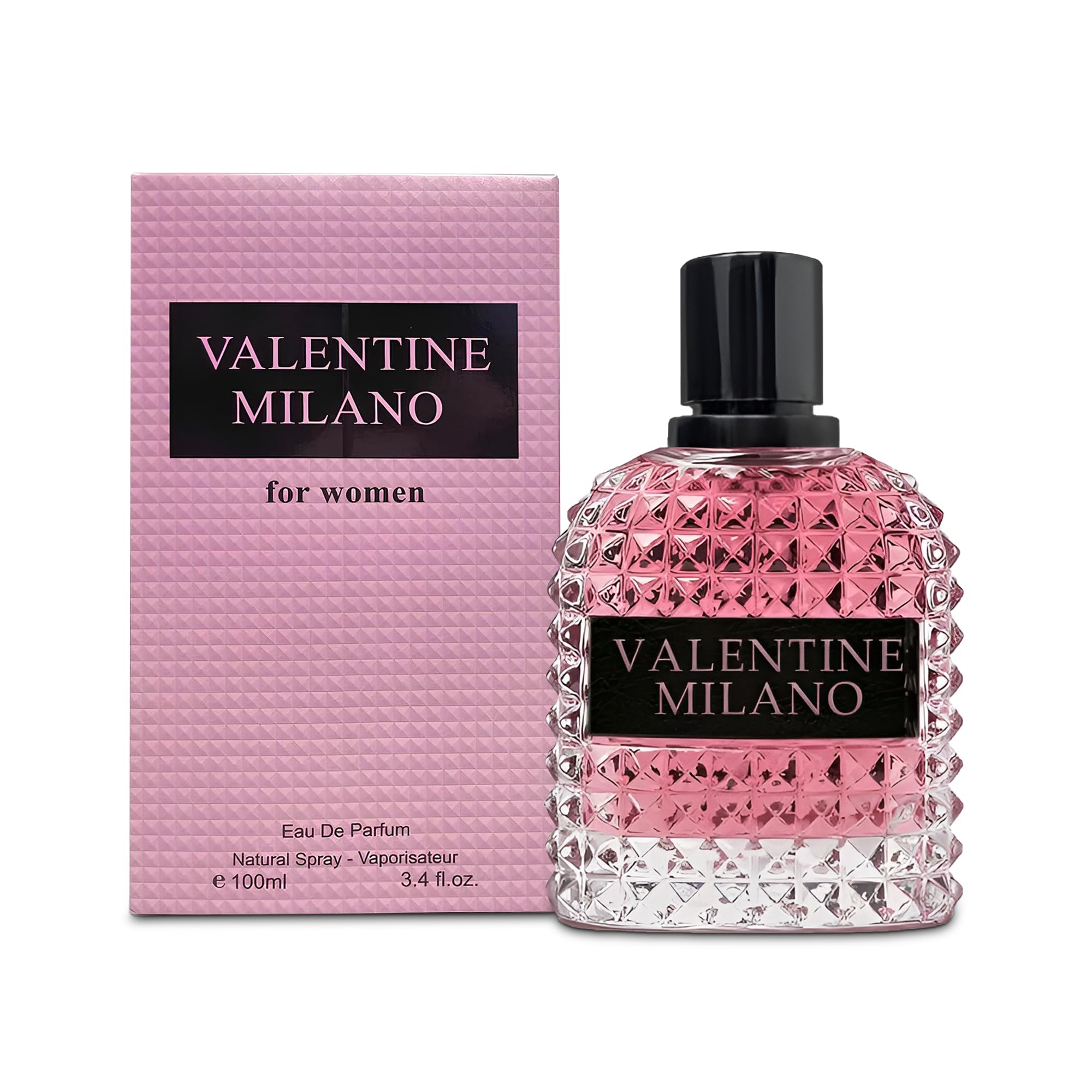 A CENTER Milano perfume bottle front with pink packaging for daily elegance