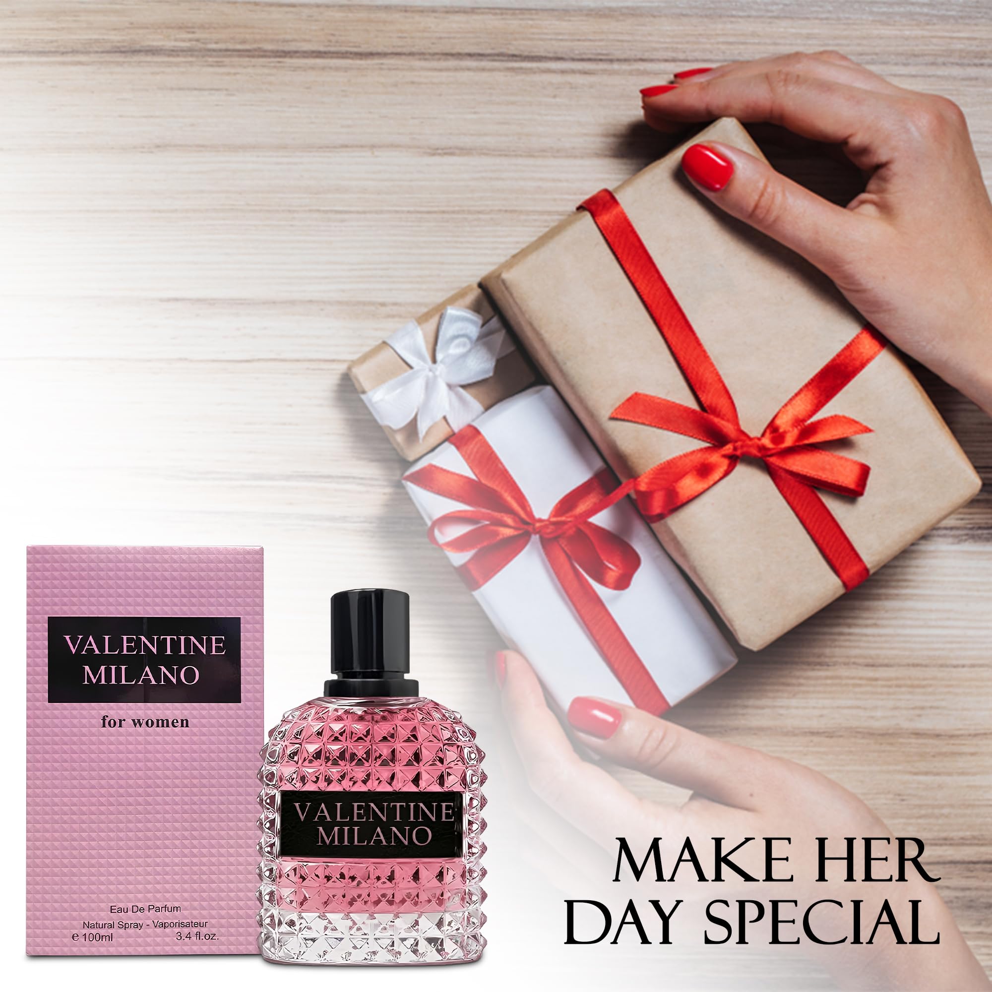 A CENTER Milano perfume base notes graphic on bottle warmth