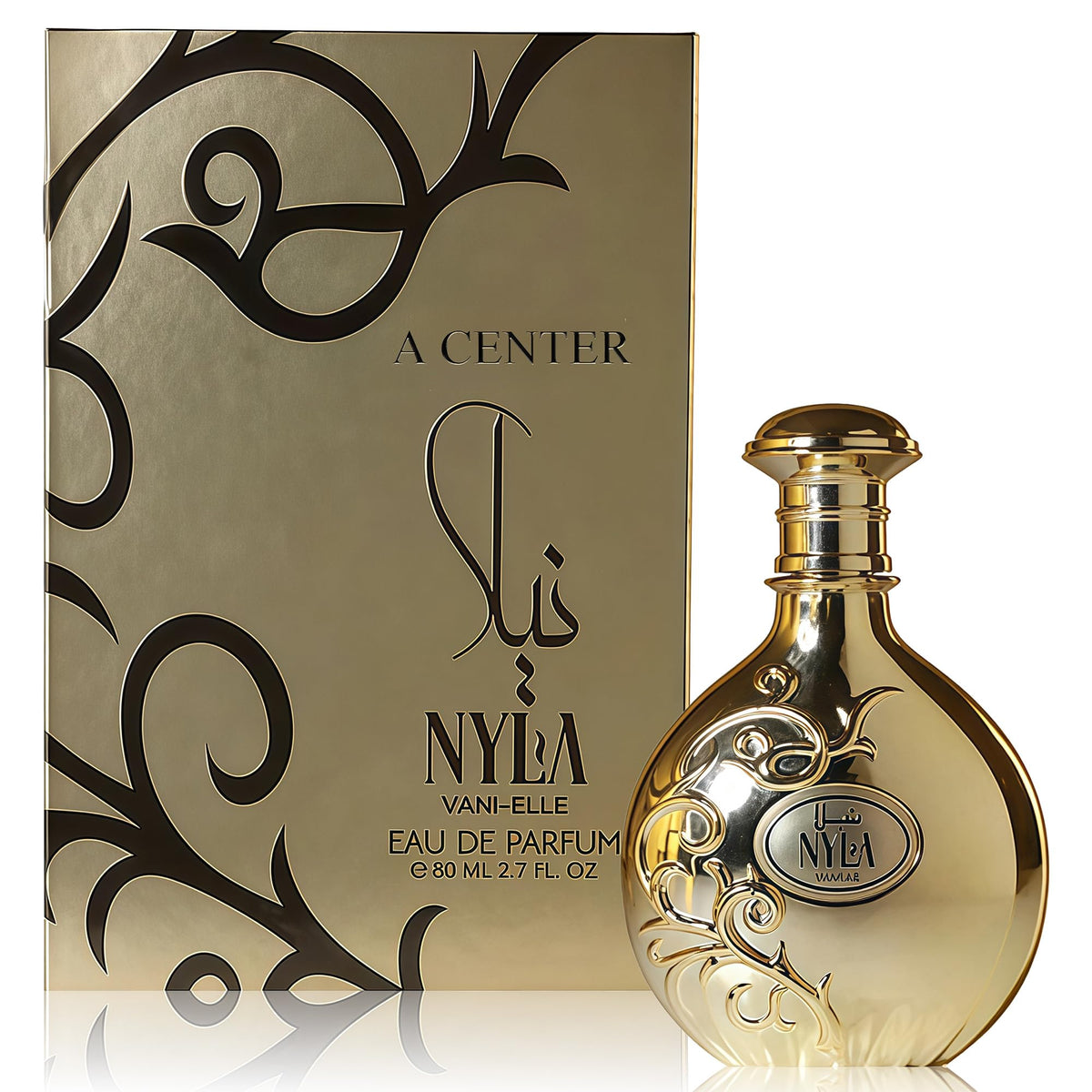 A CENTER Nyla Vanille bottle in a moody setting for lasting fragrance.