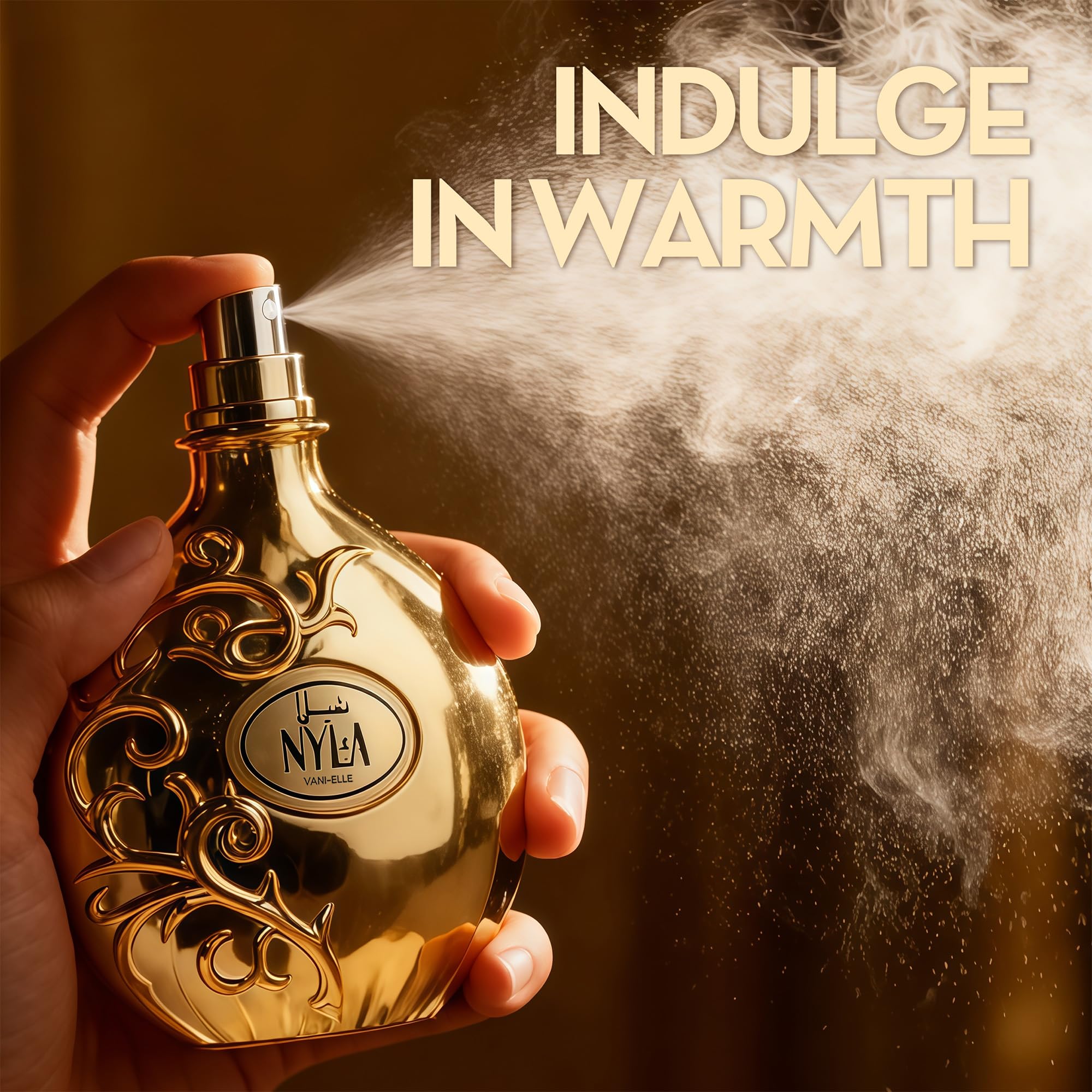 A CENTER Nyla Vanille spray on wrist for a confident scent trail.