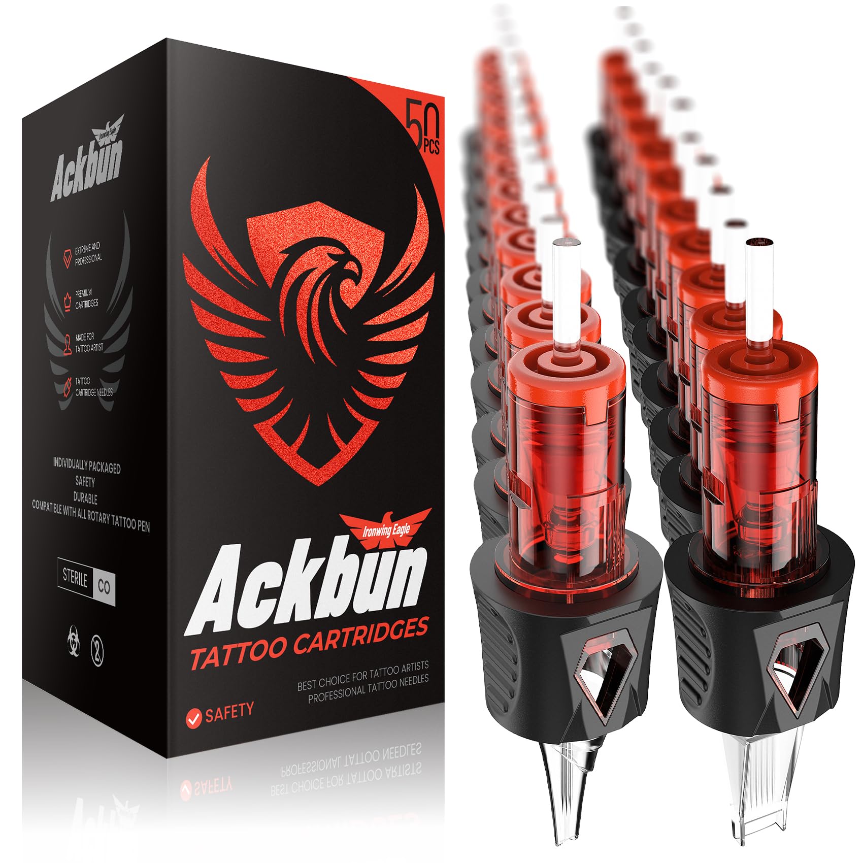 Ackbun finger-ledge cartridge box for mixed sizes used by professionals.