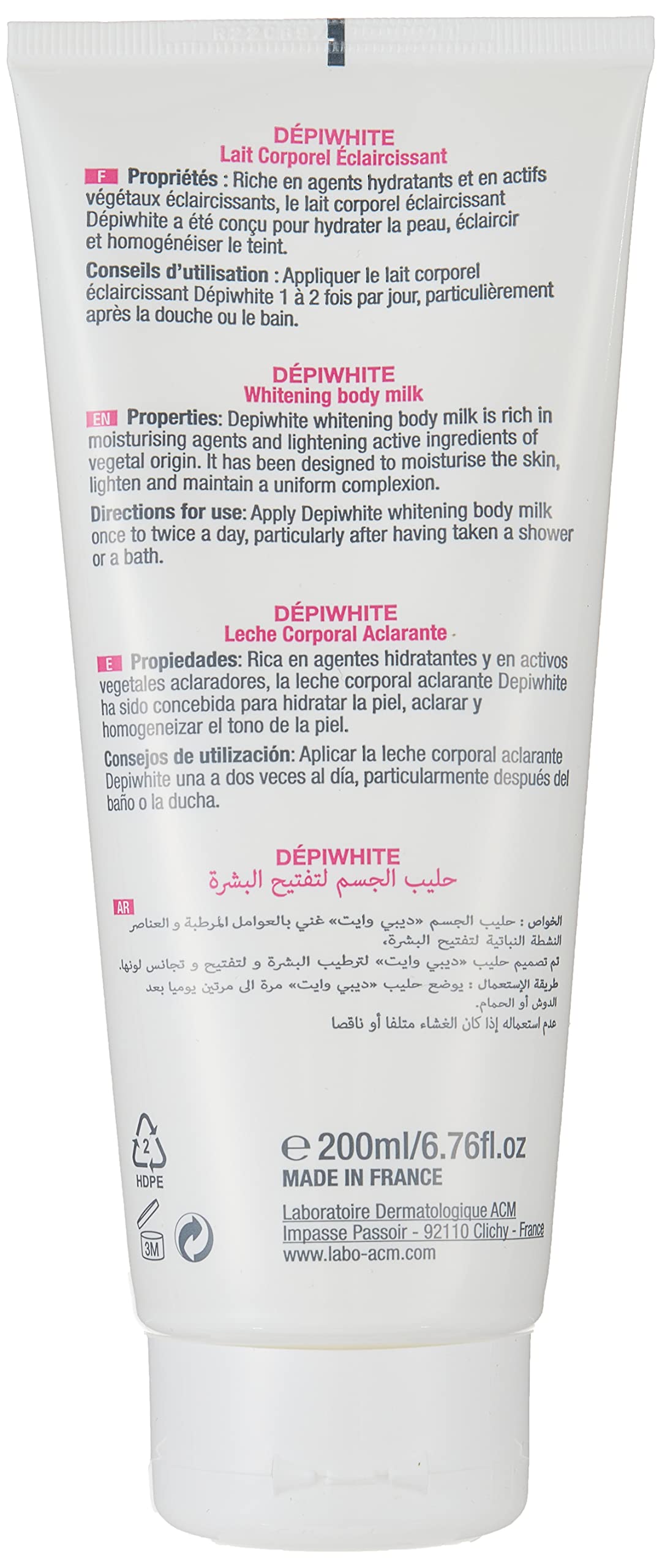 Applying ACM Depiwhite on inner arm demonstrates creamy texture absorbing easily.