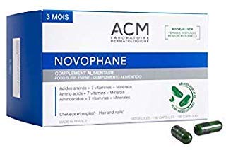 ACM Novophane bottle with 180 capsules for hair and nails support and growth