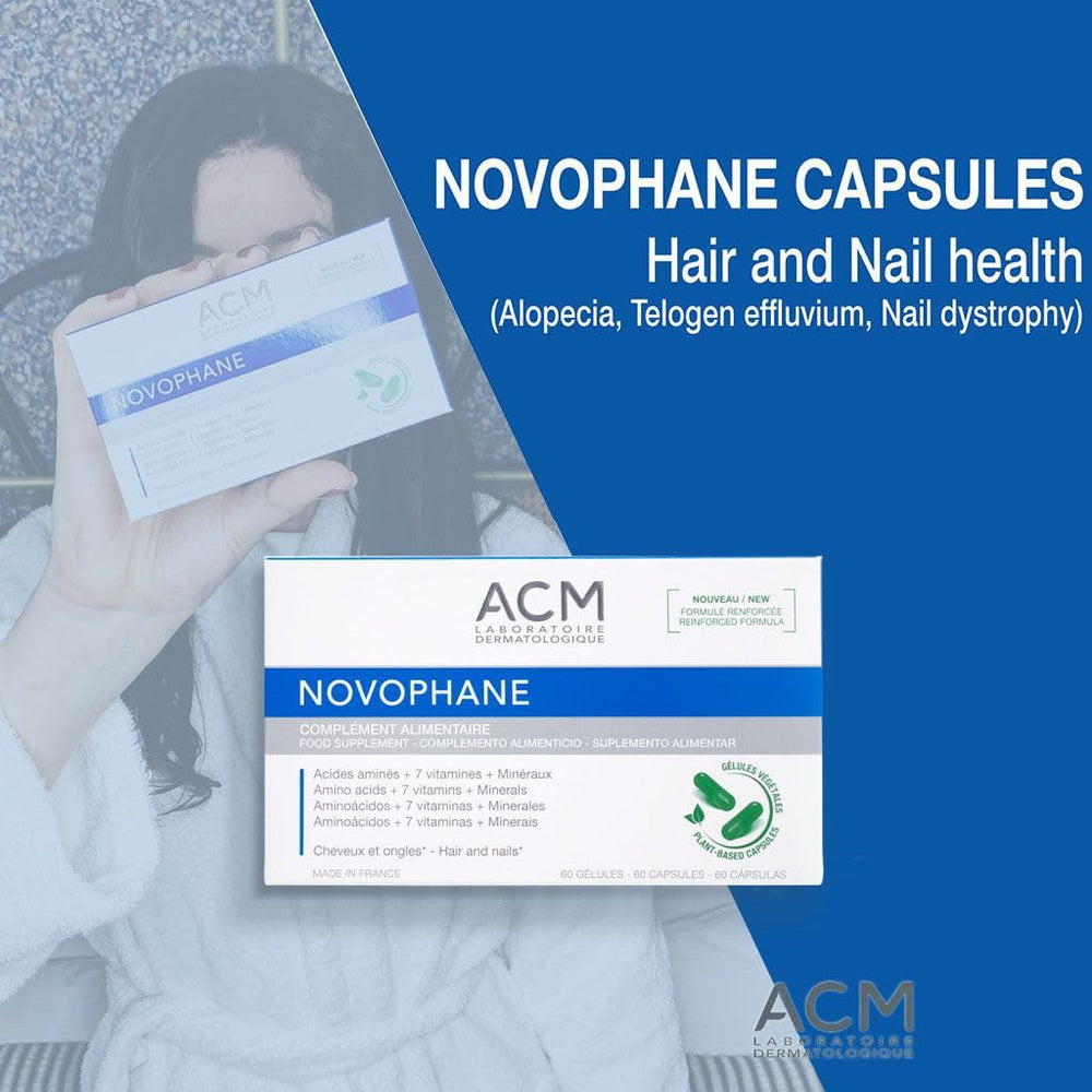 ACM Novophane Caps label highlights key ingredients