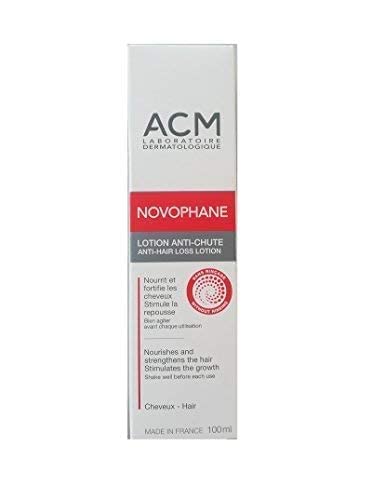 ACM Novophane ingredients close-up showing biotin and vitamins for scalp nourishment.