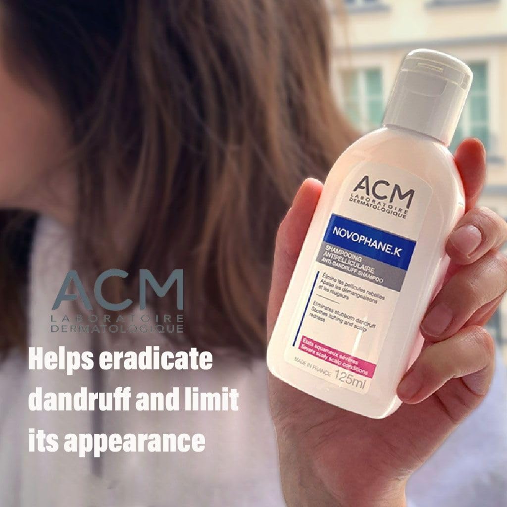 ACM Novophane.K shampoo packaging highlights product integrity for daily use